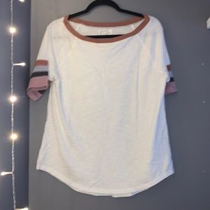 White scoop neck tee